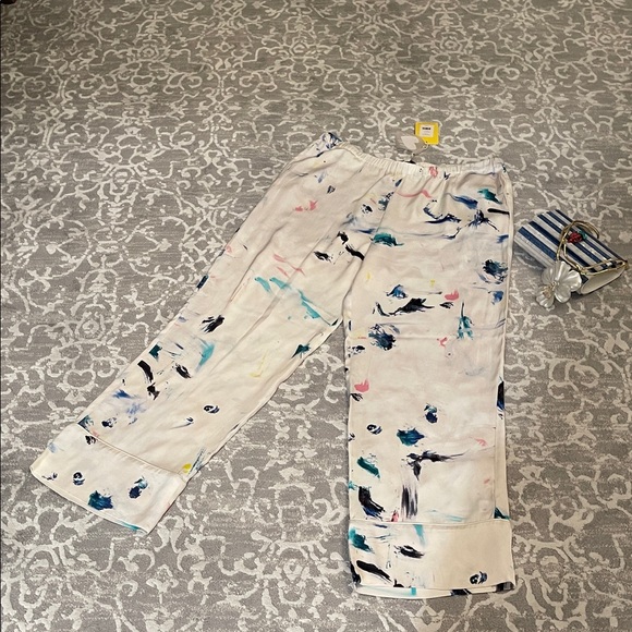 Abstract Paint Print Wide Leg Pants